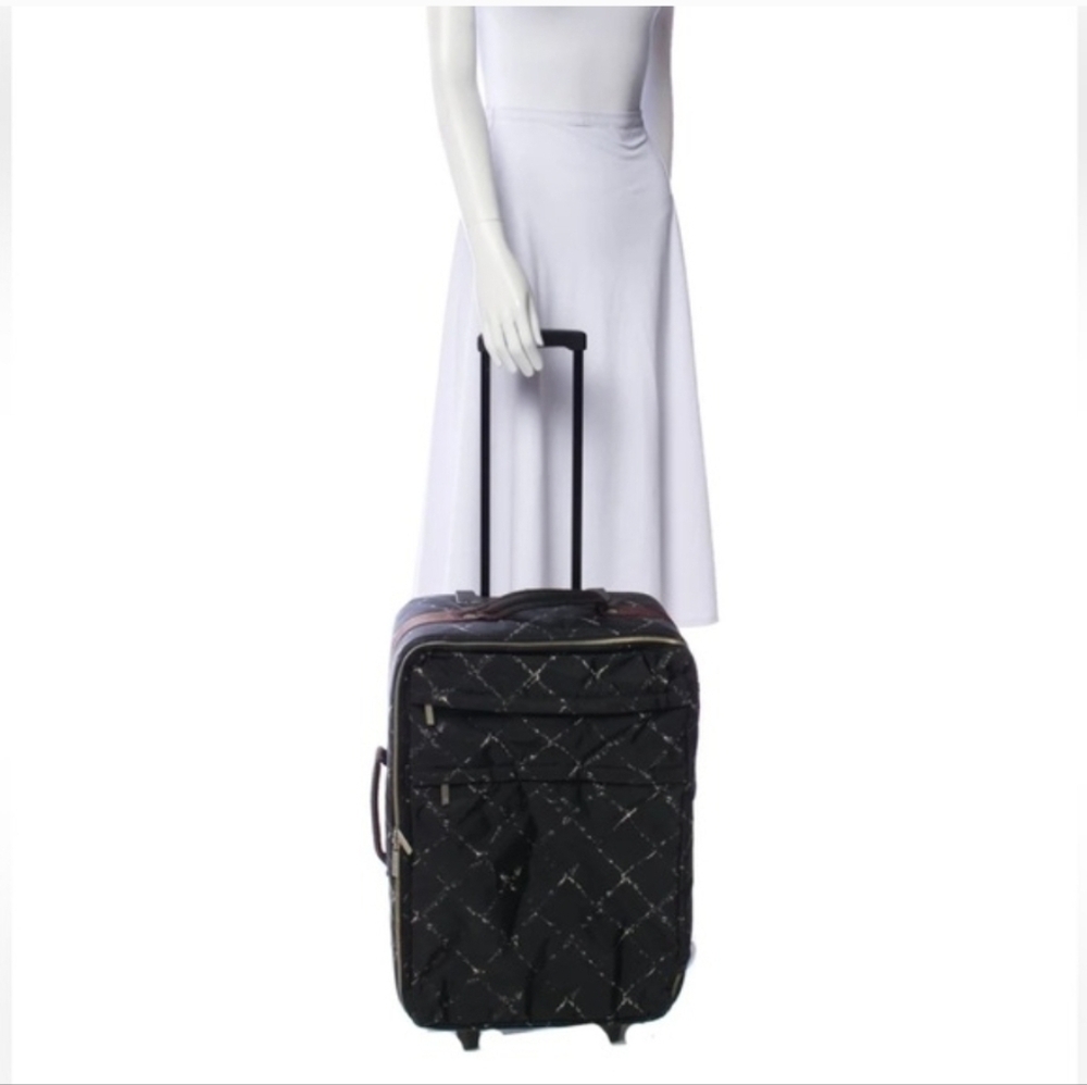 Chanel Black Travel Line quilted nylon rolling Carry On Suitcase - Picture 2 of 16